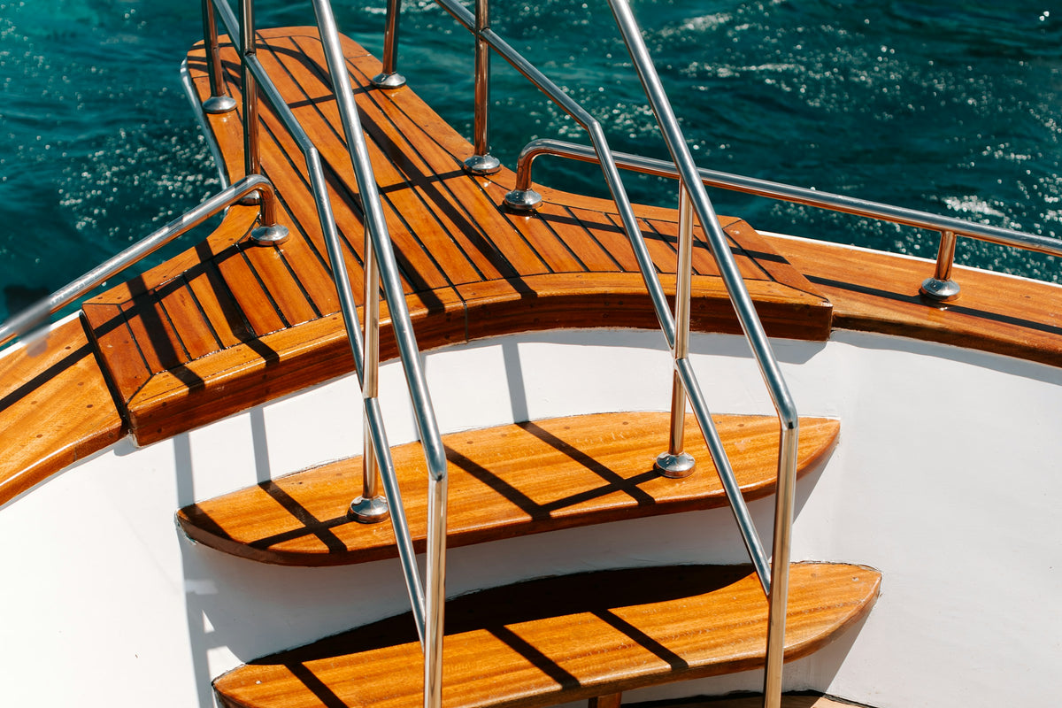 Teak deck of a private yacht