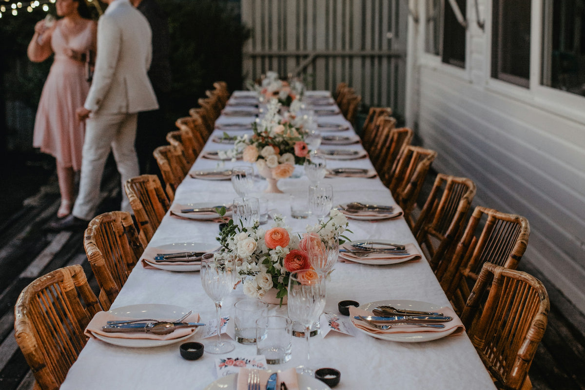 Long shared table for the closing dinner